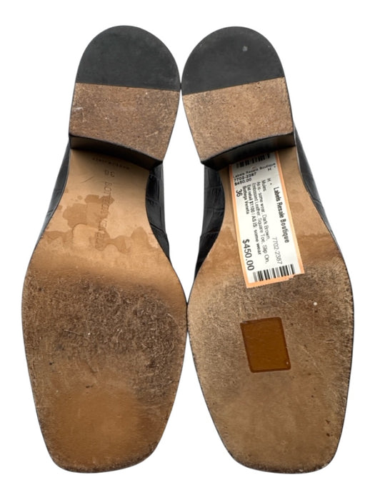 Bottega Veneta Shoe Size 36 Dark Brown Embossed Leather Square Toe Slip On Mules Dark Brown / 36