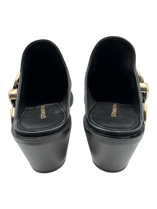 Stuart Weitzman Shoe Size 6.5 Black Leather Gold Buckle Pointed Almond Toe Mules Black / 6.5