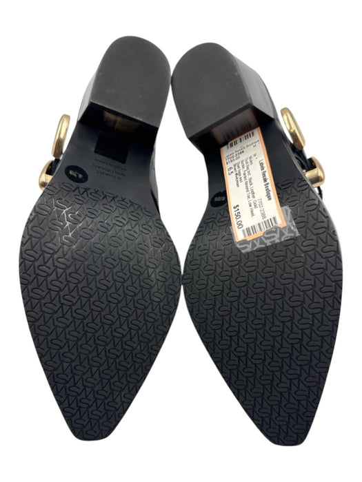 Stuart Weitzman Shoe Size 6.5 Black Leather Gold Buckle Pointed Almond Toe Mules Black / 6.5