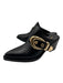 Stuart Weitzman Shoe Size 6.5 Black Leather Gold Buckle Pointed Almond Toe Mules Black / 6.5