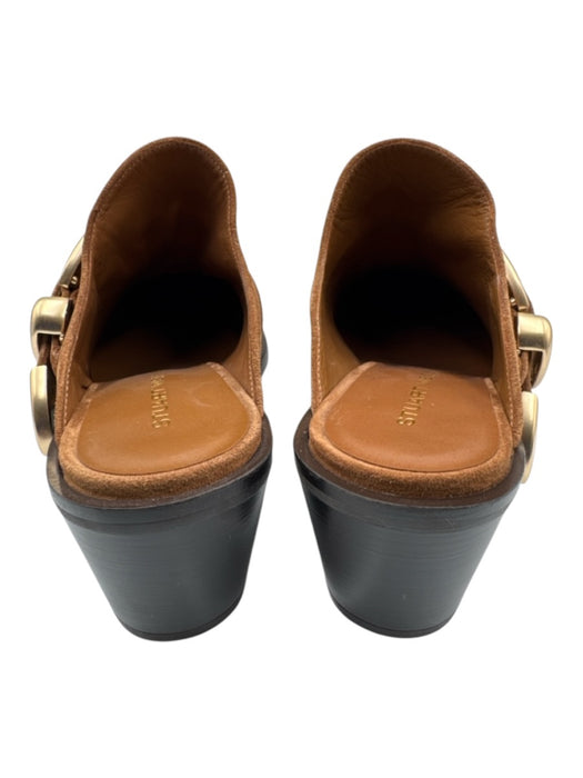 Stuart Weitzman Shoe Size 6.5 Brown Leather Gold Buckle Pointed Almond Toe Mules Brown / 6.5
