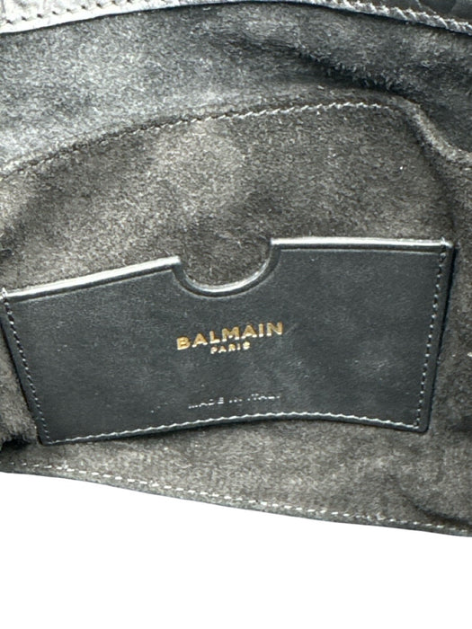 Balmain Black Croc Embossed Leather Gold hardware Magnetic Close Buckle Bag Black / M/L