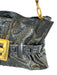 Balmain Black Croc Embossed Leather Gold hardware Magnetic Close Buckle Bag Black / M/L