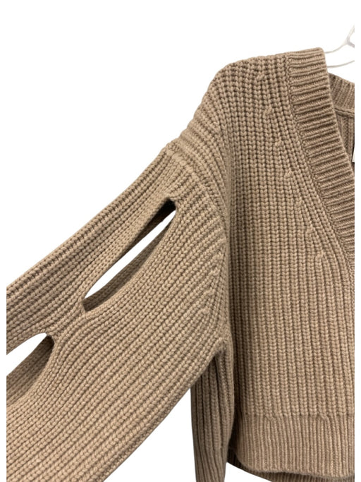 Nanushka Size XS Beige Wool & Cashmere Ribbed Knit Button Front Cardigan Sweater Beige / XS