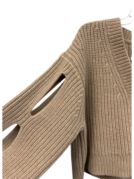 Nanushka Size XS Beige Wool & Cashmere Ribbed Knit Button Front Cardigan Sweater Beige / XS
