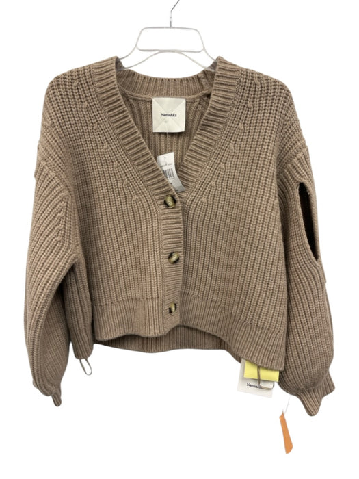 Nanushka Size XS Beige Wool & Cashmere Ribbed Knit Button Front Cardigan Sweater Beige / XS
