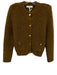 Frame Size XXS Brown Acrylic Blend Boucle Shoulder Pads Button Front Sweater Brown / XXS