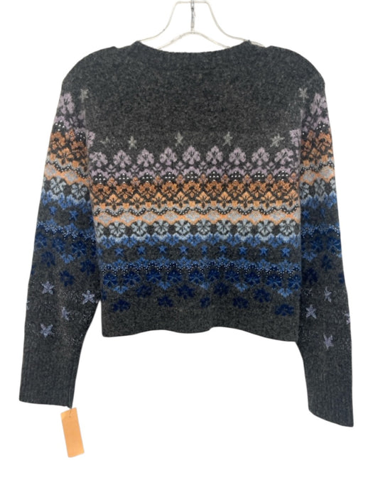 Cinq a Sept Size XS Gray, Blue & Purple Wool Blend Knit Stud Detail Sweater Gray, Blue & Purple / XS