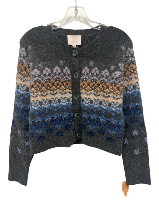 Cinq a Sept Size XS Gray, Blue & Purple Wool Blend Knit Stud Detail Sweater Gray, Blue & Purple / XS