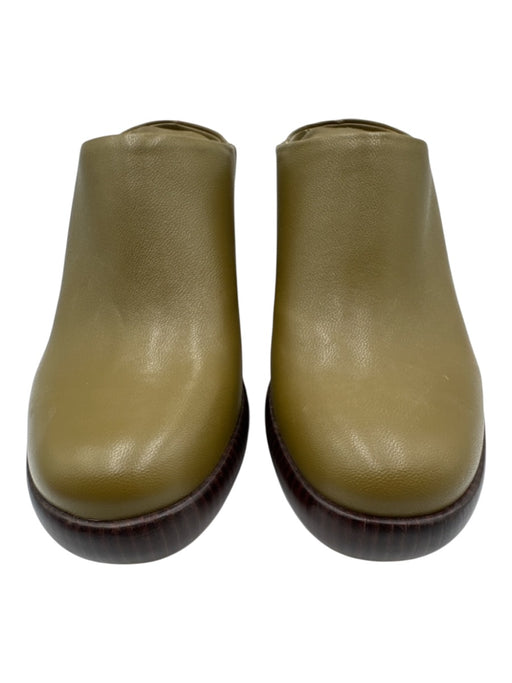 Vince Shoe Size 6.5 Olive Green Leather Upper Wood Sole Round Toe Slip On Mules Olive Green / 6.5