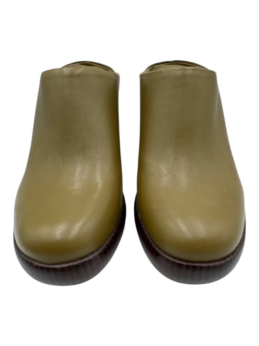 Vince Shoe Size 6.5 Olive Green Leather Upper Wood Sole Round Toe Slip On Mules Olive Green / 6.5