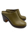 Vince Shoe Size 6.5 Olive Green Leather Upper Wood Sole Round Toe Slip On Mules Olive Green / 6.5