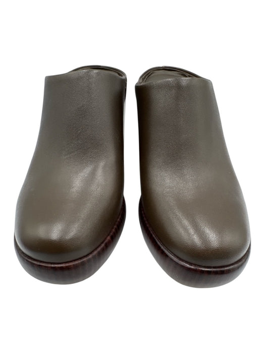 Vince Shoe Size 6.5 Deep Green Leather Upper Wood Sole Round Toe Slip On Mules Deep Green / 6.5