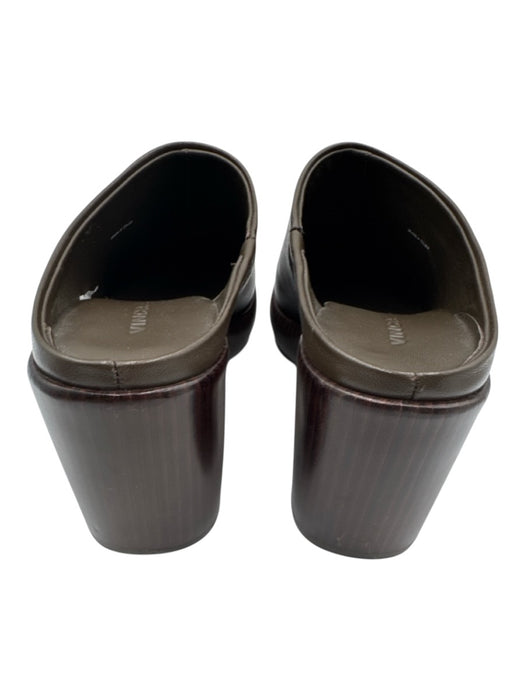 Vince Shoe Size 6.5 Deep Green Leather Upper Wood Sole Round Toe Slip On Mules Deep Green / 6.5