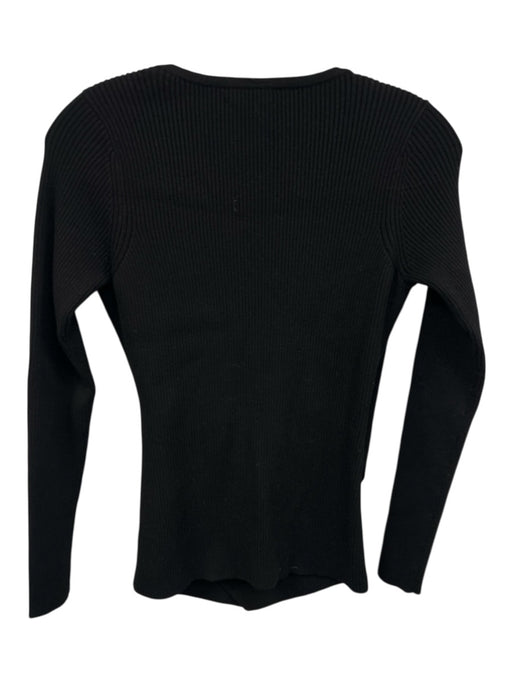 Milly Size P Black & Gold Viscose Blend Ribbed Knit Surplice Hammered Sweater Black & Gold / P