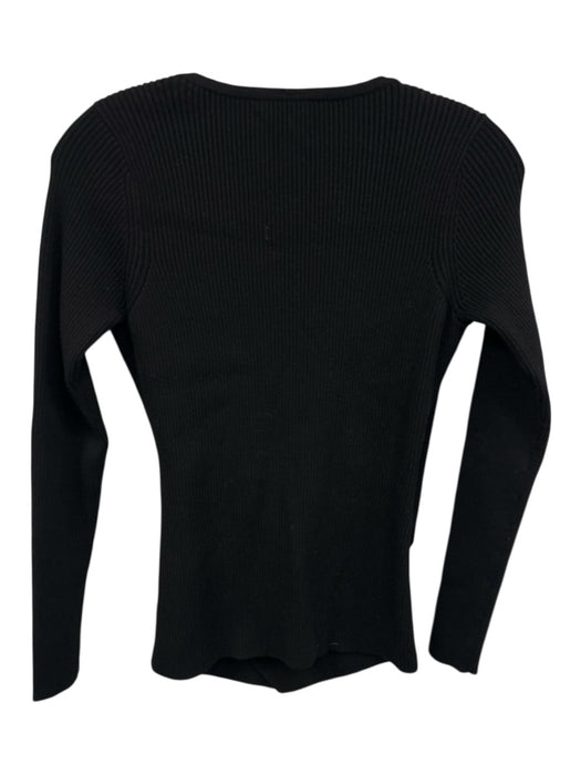 Milly Size P Black & Gold Viscose Blend Ribbed Knit Surplice Hammered Sweater Black & Gold / P