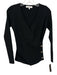 Milly Size P Black & Gold Viscose Blend Ribbed Knit Surplice Hammered Sweater Black & Gold / P