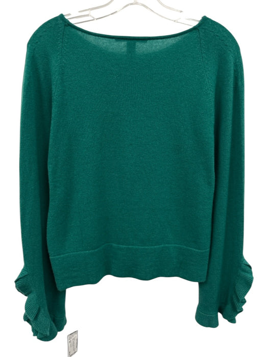 Autumn Cashmere Size XS Green Cashmere Knit Round Neck Ruffle Cuff Sweater Green / XS