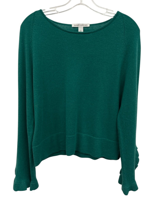 Autumn Cashmere Size XS Green Cashmere Knit Round Neck Ruffle Cuff Sweater Green / XS