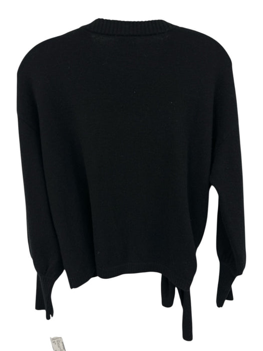 Cinq a Sept Size XS Black Cashmere Crew Neck Side Knot Ribbed Cuffs Sweater Black / XS