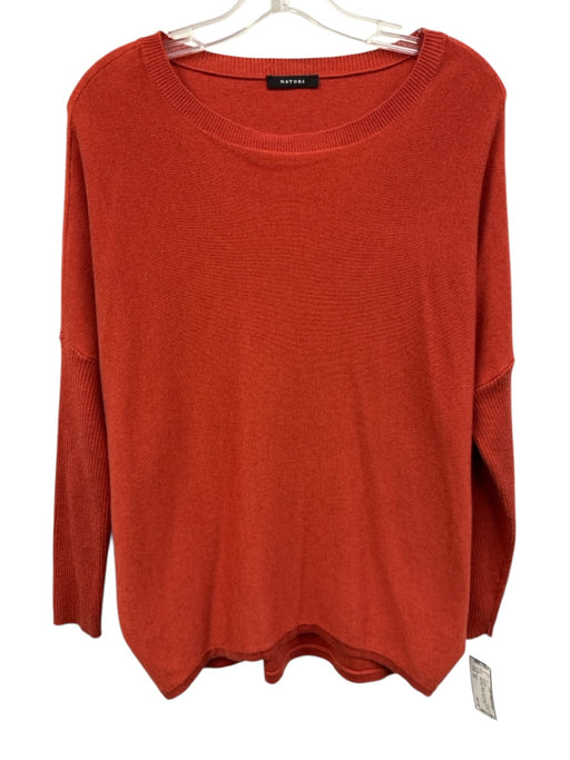 Natori Size XS Pumpkin Orange Acrylic Blend Rib Knit Wide Neck Wide Sweater Pumpkin Orange / XS