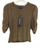 Veronica Beard Jeans Size S/P Gold Polymide Lame Shiny Ruched 1/2 sleeve Top Gold / S/P