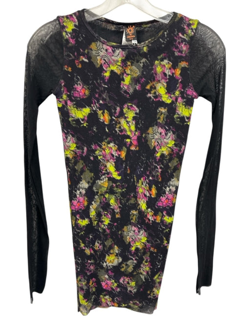 Jean Paul Gaultier Soleil Size XS Black, Yellow & Pink Polymide Mesh Marbled Top Black, Yellow & Pink / XS