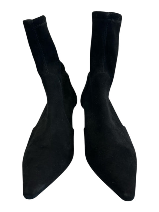 Stuart Weitzman Shoe Size 6.5 Black Suede Pointed Toe Kitten Heel Ankle Booties Black / 6.5