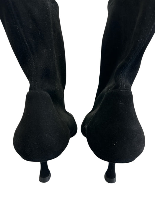 Stuart Weitzman Shoe Size 6.5 Black Suede Pointed Toe Kitten Heel Ankle Booties Black / 6.5