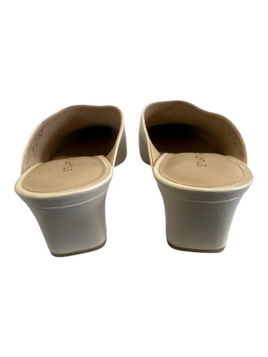 Stuart Weitzman Shoe Size 6.5 Bone White Leather Square Point Toe Mule Pumps Bone White / 6.5