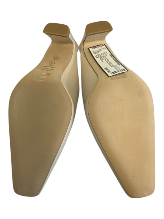 Stuart Weitzman Shoe Size 6.5 Bone White Leather Square Point Toe Mule Pumps Bone White / 6.5