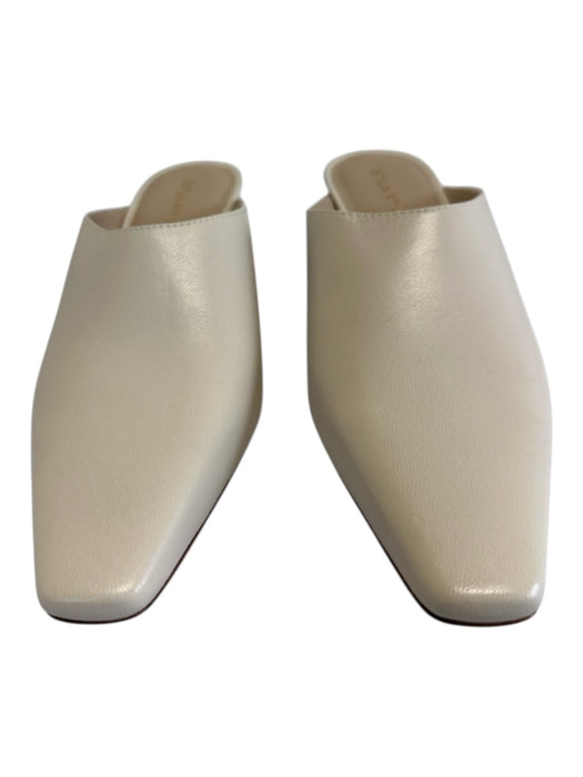 Stuart Weitzman Shoe Size 6.5 Bone White Leather Square Point Toe Mule Pumps Bone White / 6.5