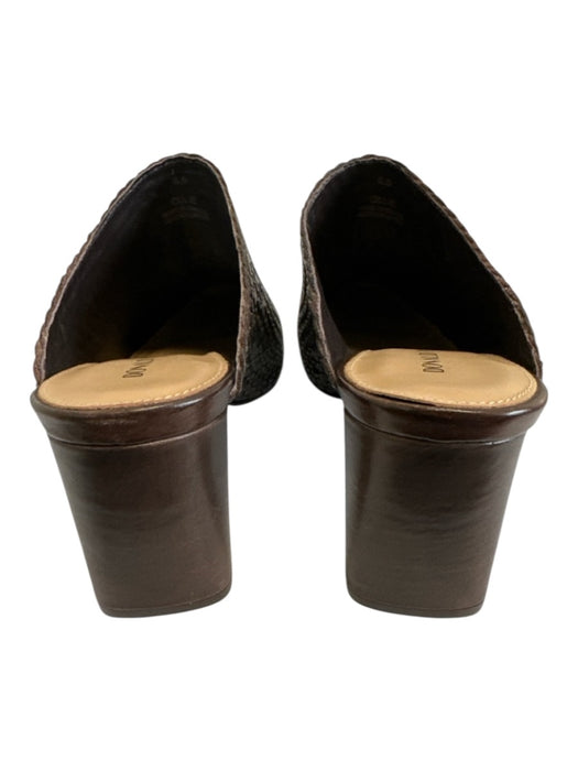 Donald Pliner Shoe Size 6.5 Chocolate Brown Leather Basket Weave Mule Pumps Chocolate Brown / 6.5