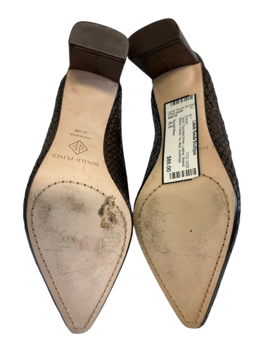 Donald Pliner Shoe Size 6.5 Chocolate Brown Leather Basket Weave Mule Pumps Chocolate Brown / 6.5