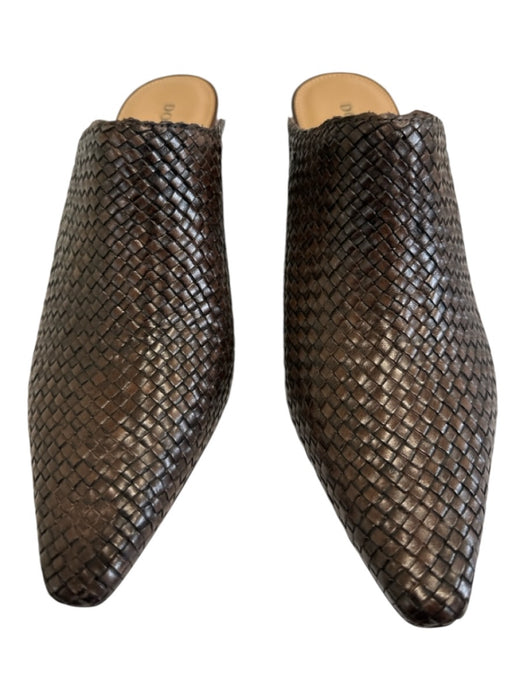 Donald Pliner Shoe Size 6.5 Chocolate Brown Leather Basket Weave Mule Pumps Chocolate Brown / 6.5