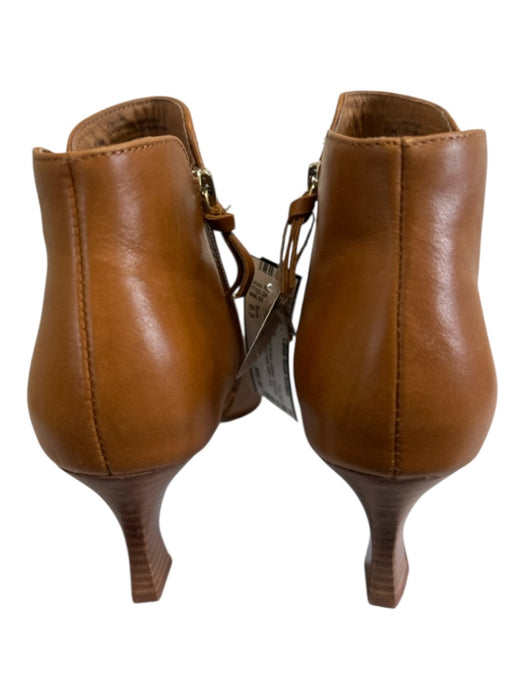 Sofft Shoe Size 6.5 Carmel Brown Leather Rounded Point Toe Stacked Heel Booties Carmel Brown / 6.5