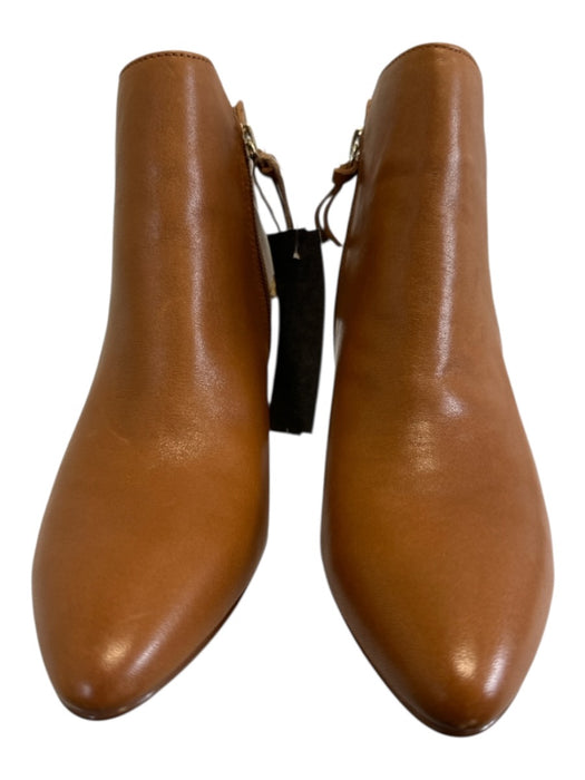 Sofft Shoe Size 6.5 Carmel Brown Leather Rounded Point Toe Stacked Heel Booties Carmel Brown / 6.5