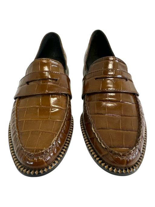 freda salvador Shoe Size 6.5 Carmel Brown Leather Croc D'Orsay Loafer Flats Carmel Brown / 6.5