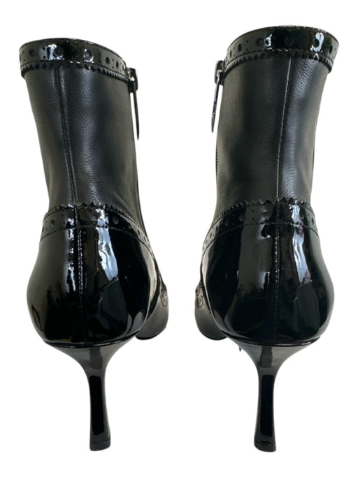 L'agence Shoe Size 6.5 Black Patent & Leather Pointed Toe Oxford Booties Black / 6.5