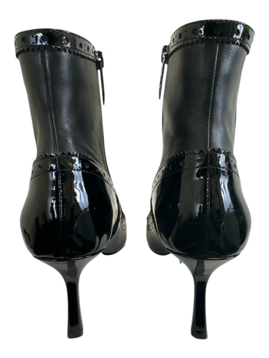 L'agence Shoe Size 6.5 Black Patent & Leather Pointed Toe Oxford Booties Black / 6.5
