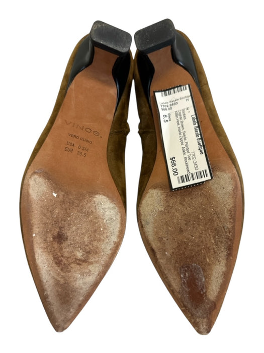 Vince Shoe Size 6.5 Cognac Brown Suede Pointed Toe Kitten Heel Ankle Booties Cognac Brown / 6.5