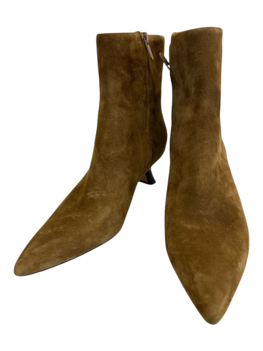 Vince Shoe Size 6.5 Cognac Brown Suede Pointed Toe Kitten Heel Ankle Booties Cognac Brown / 6.5