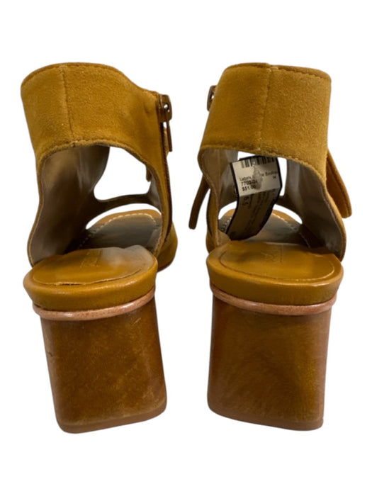 Bernardo Shoe Size 6.5 Mustard Yellow Suede & Leather Square Toe Tie Sandals Mustard Yellow / 6.5