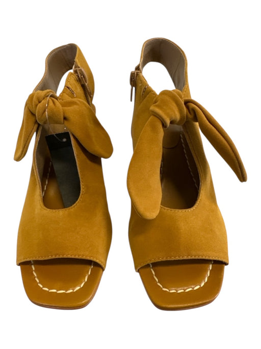 Bernardo Shoe Size 6.5 Mustard Yellow Suede & Leather Square Toe Tie Sandals Mustard Yellow / 6.5