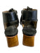 Bernardo Shoe Size 6.5 Black Leather Square Toe Wood Heel Tie Cut Out Sandals Black / 6.5