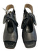 Bernardo Shoe Size 6.5 Black Leather Square Toe Wood Heel Tie Cut Out Sandals Black / 6.5