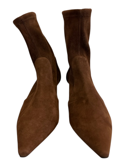 Stuart Weitzman Shoe Size 6.5 Brown Suede Pointed Toe Elastic Ankle Booties Brown / 6.5