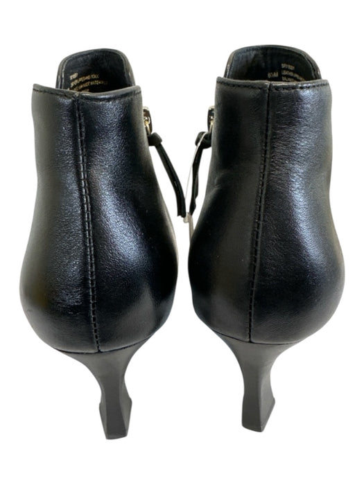 Sofft Shoe Size 6.5 Black Leather Rounded Point Toe Kitten Heel Ankle Booties Black / 6.5
