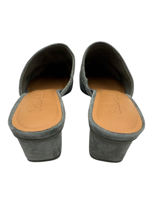 Splendid Shoe Size 6 Green Gray Leather Upper Suede Pointed Almond Toe Mules Green Gray / 6