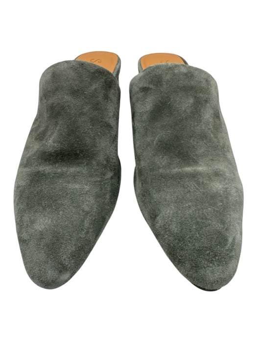 Splendid Shoe Size 6 Green Gray Leather Upper Suede Pointed Almond Toe Mules Green Gray / 6